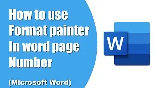 How to use format painter in word page number (Microsoft word)