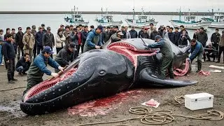 Incredible Whale Hunting and Butchering–Japanese Fishermen Catch Hundreds of Tons of Fish on the Ice