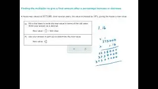 Finding the multiplier to give a final amount after a percentage increase decrease (ALEKS examples)