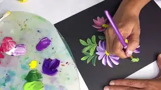 How to paint flowers with round brush. Acrylic flower painting Varsha fine art