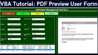 VBA Tutorial: PDF Preview User Form. #Excel #VBA and #SQL