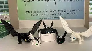 Toothless & Light Fury and 3 Baby Dragons Articulated 3D Printed Dragon Family Bundle Special Price 