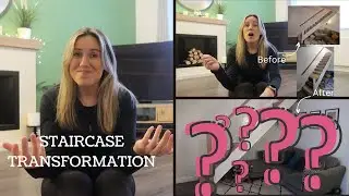 1980's Staircase Transformation to Oak and Glass | Natalia Talks About