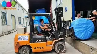 Loading a container of inflatables in one of our 3 production bases now.