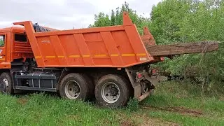 Камаз самосвал выгрузка 6 метровой плиты!