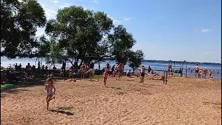 Beaches of Belarus. Lakes Lukomlskoye and Lepelskoye. Relaxing on the beach.