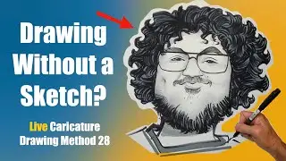 Live Caricature Drawing Method 28: drawing with no sketch?