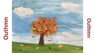 Autumn . Drawing with gouache.