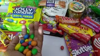 M&M's Peanut chocolate candies unpacking, Colorful M&M's