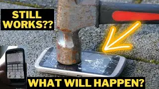 Smartphone destruction HTC smash in slow motion with Hammer Impact