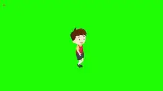 Walking boy green screen animation