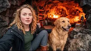 Building HIDDEN LAVA CAVE Into a Cozy Home ALONE | 14 Days ASMR