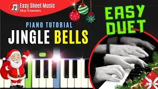 Jingle Bells - Easy Christmas Piano Duet I Sheet Music for Beginners PDF I SLOW Tutorial