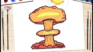 Nuclear explosion. How to draw a big bomb explosion.