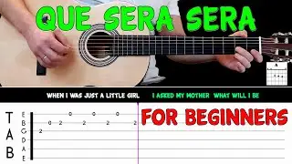 QUE SERA SERA | Easy guitar melody lesson for BEGINNERS (with tabs) - Doris Day