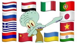 Squidward in different languages meme