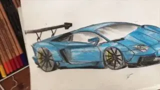 HOW TO DRAW LIBERTY WALK LAMBORGHINI AVENTADOR!!!  time lapse