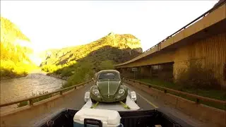 gopro VW Bug on trailer ROAD TRIP along Colorado River