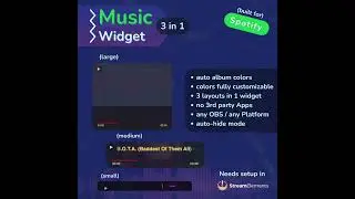 3 in 1 Streamers Music Widget for Spotify, Currently Playing Song, StreamElements OBS