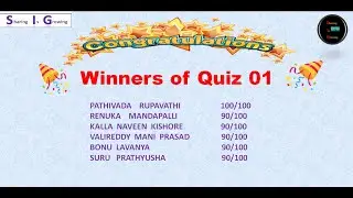 Quiz 01 results Announcement || Weekly Quiz competition || Win Exciting Cash Prizes & rewards ||