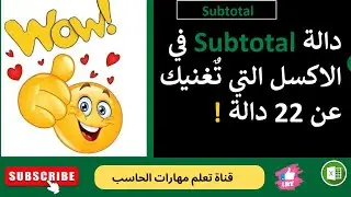 تعلم دوال الاكسل - ح6 - كيفية استخدام دالة Subtotal في الاكسل  الأساسيات والتطبيقات المتقدمة