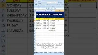 Advance Excel Tricks 7 ll Working Hour Calculate #excel #exceltips #advanceexcel  #viral #viralfeeds