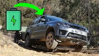 Electric powered Range Rover PHEV tows offroad