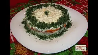 Слоёный салат с консервированным тунцом
