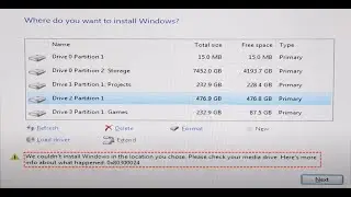 حل مشكلة يتعذر تثبيت windows على هذا القرص | we couldn't install windows in the location you choose