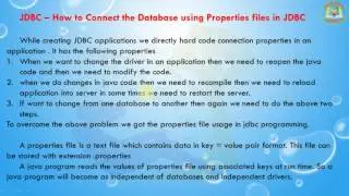 Lesson - 28 : JDBC -  How to Connect the Database using Properties files in JDBC