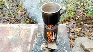 Печь щепочница из консервной банки за щитанные минуты. Самоделка заменит костёр на рыбалке