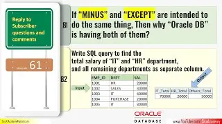 Subscriber Comments Reply Video 61 | MINUS vs EXCEPT | MINUS ALL vs EXCEPT ALL ORACLE 21C