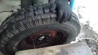 Нарезка грубого протектора на сельхозшинах мотоблока