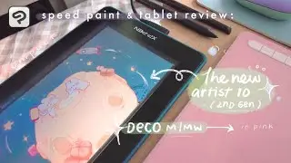 SPEEDPAINT 🍡 moon bubby mochi shop | XP-PEN Deco M/MW and Artist 10 2nd gen tablet review + GIVEAWAY
