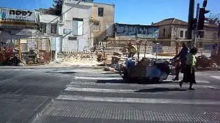 Riding Jerusalem Light Rail Tram Along Jaffa Road