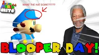 SM64 Skits: Gabriel tries to find out what Blooper Day is and meets Morgan Freeman! (real)