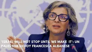 'Israel will not stop until we make it': UN Palestine Envoy Francesca Albanese