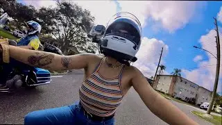 Riding Her Gold Wing Across Florida