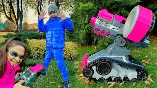 Mom and Den play with TERRASCOUT Nerf DRONE