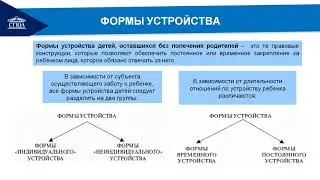 Тема 8. Формы воспитания детей, оставшихся без попечения родителей