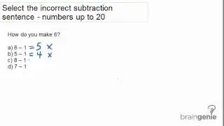 1.6.2 - Select the incorrect subtraction sentence - numbers up to 20
