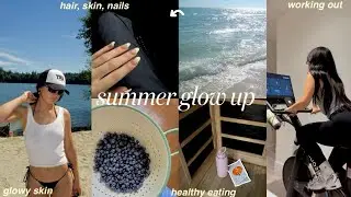 summer GLOW UP !!🐚 productive *health routine*, clothing haul, hair skin nails + yesoul bike