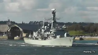 HMS SOMERSET F82 LEAVES DEVONPORT NAVAL BASE AT THE NARROWS, DEVILS POINT 14-10-23