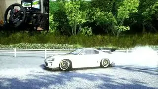 Toyota Supra MK4 drifting a Japanese touge in AssettoCorsa + Logitech G29