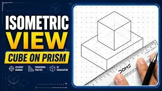 Isometric view of cube placed on rectangular prism | Isometric Projections | Engineering Drawing