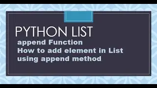 How to add element in list using append method | How to use append method | python List