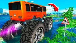 DROVE THROUGH A DEEP SWAMP ON A GIANT PAZ BUS WITH BIG WHEELS 🔥 GTA 5 BUFVOLSON MODS