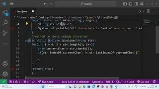 #9- Find Unique Characters In a String Using indexOf() Method | Interview Coding Questions 