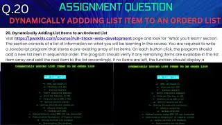 Dynamically addding list item to an orderd list || assignment quesion no. 20 || js practice question