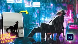 IN RAIN  NEON PHOTOMANIPULATION- photoshop